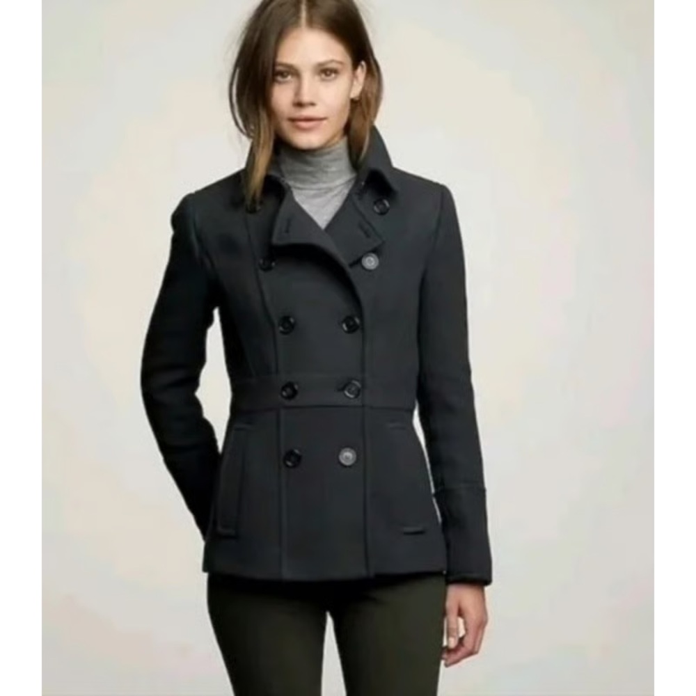 J Crew Stadium Cloth Nello Gori Peacoat Jacket Charcoal Grey Size 12